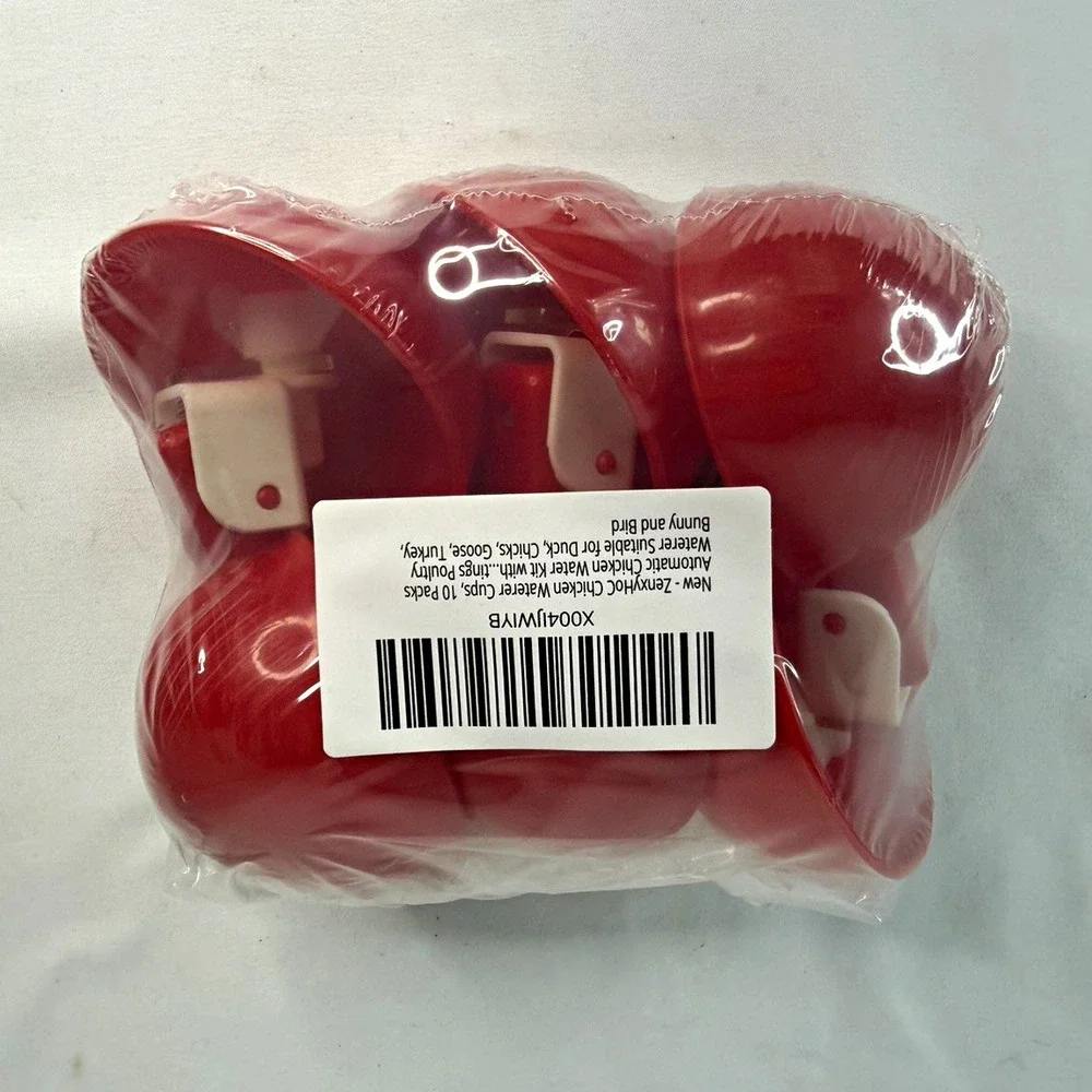6 pack ZenxyHoC Automatic Chicken Poultry Waterer Drinker Cups Kit, Red
